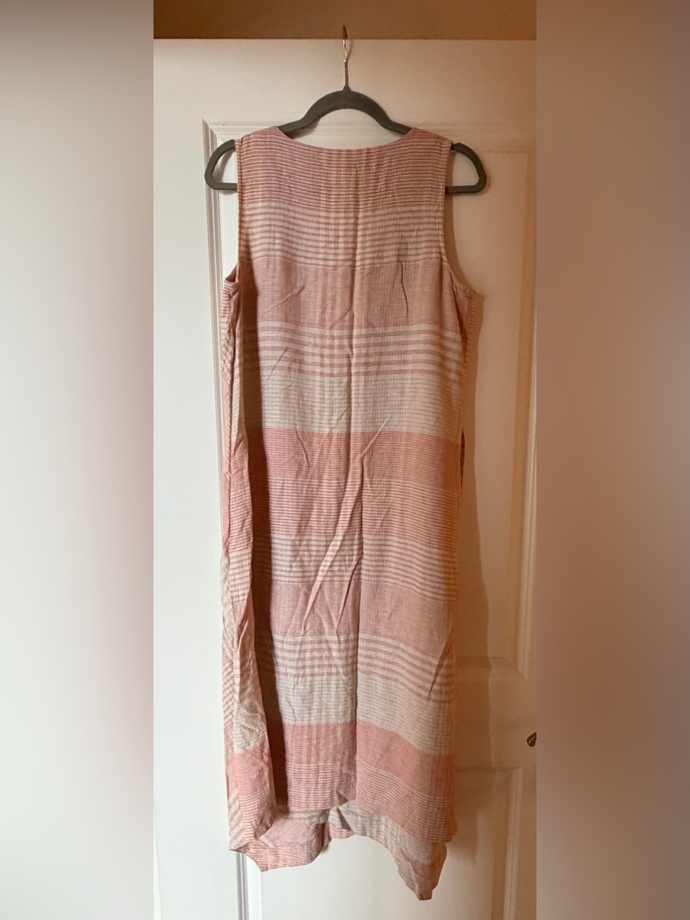 J Jill Sleeveless Pink Stripe Linen Blend Shift Dress - Picture 4 of 5